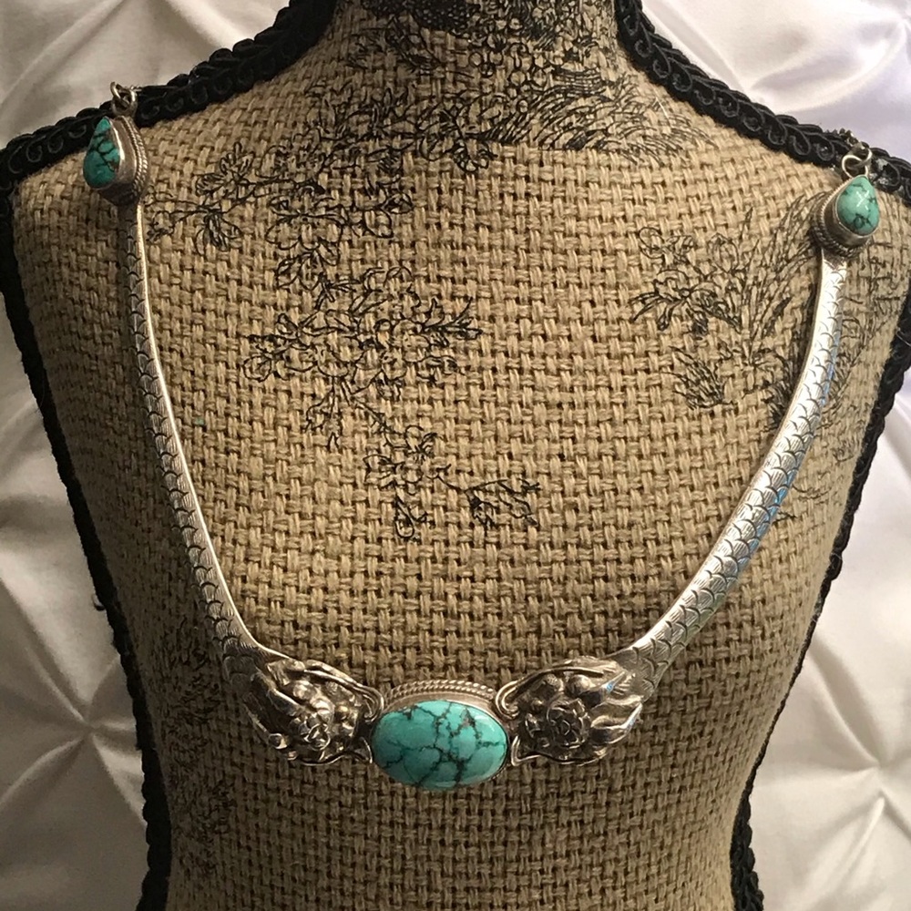 Vintage Handsome Turquoise & 925 Chain